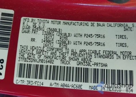 2018 Toyota Tacoma Sr5 z USA, uszkodzony, nr VIN 3TMBZ5DNXJM016402